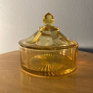 Vintage amber glass candy dish